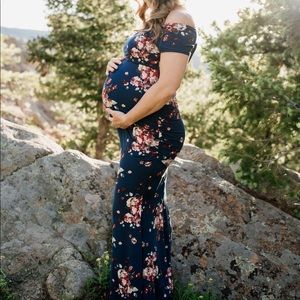 Pink Blush Off The Shoulder Wrap Maternity Dress